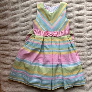 Multicolor Striped Easter/Spring Kids Dress